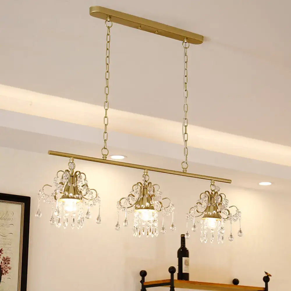 Contemporary gold island chandelier scroll frame kitchen light