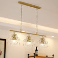 Contemporary gold island chandelier scroll frame kitchen light