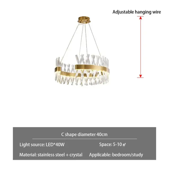 Contemporary gold led crystal chandelier living room light