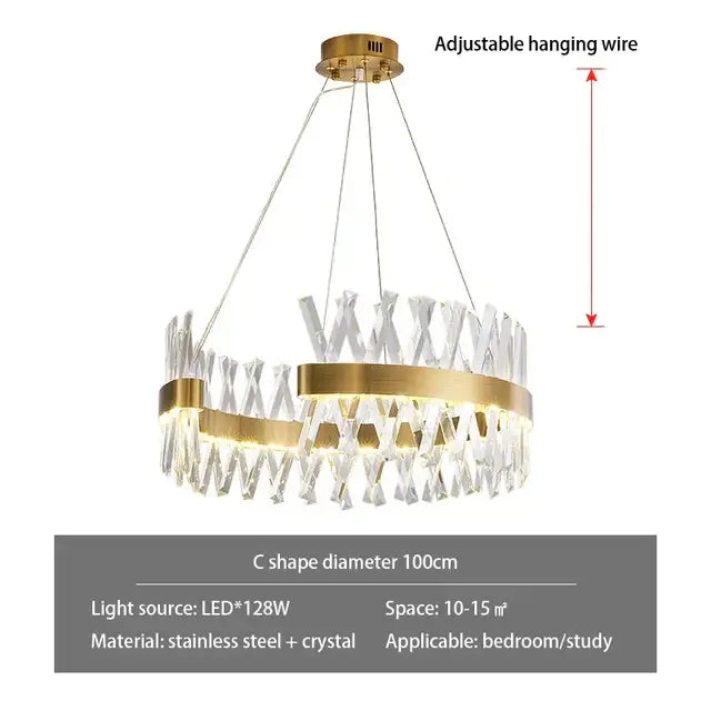 Contemporary gold led crystal chandelier living room light