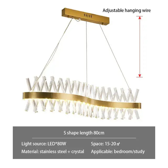 Contemporary gold led crystal chandelier living room light