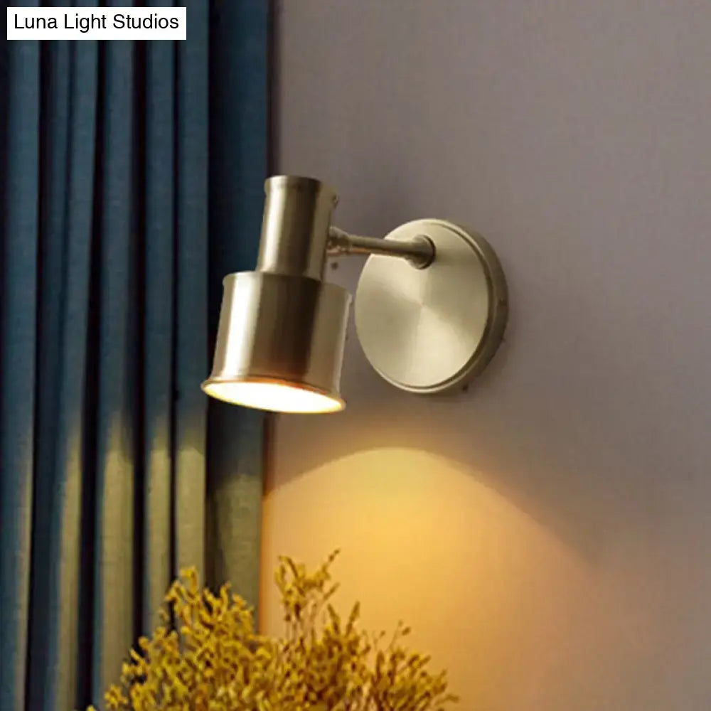 Contemporary gold metal cylinder wall sconce – bedroom spotlight