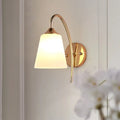 Contemporary gold milk glass wall lamp bedroom sconce