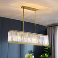 Contemporary gold rectangular island pendant light dining room crystal