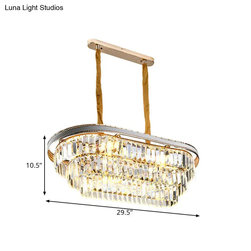 Contemporary gold & silver oval island pendant living room crystal lamp
