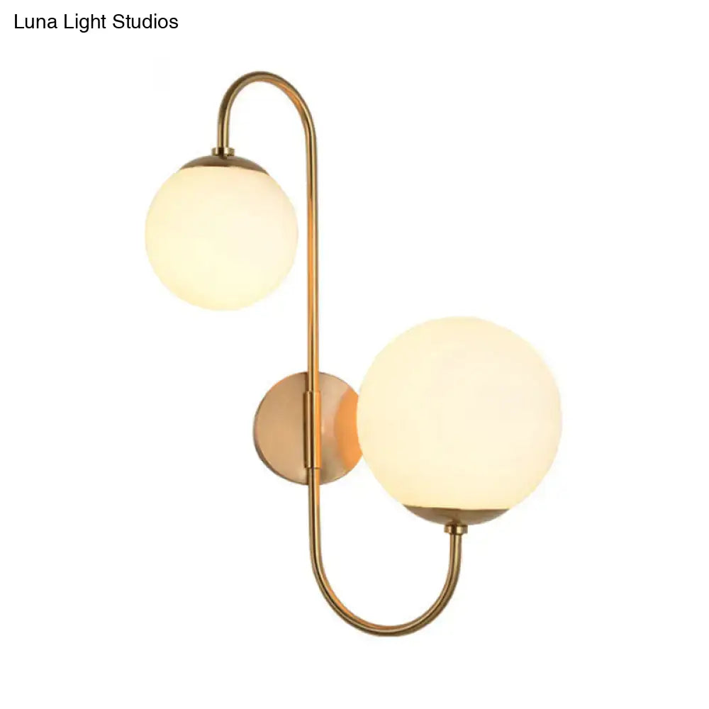 Contemporary gold wall sconce light bedroom opal glass globes