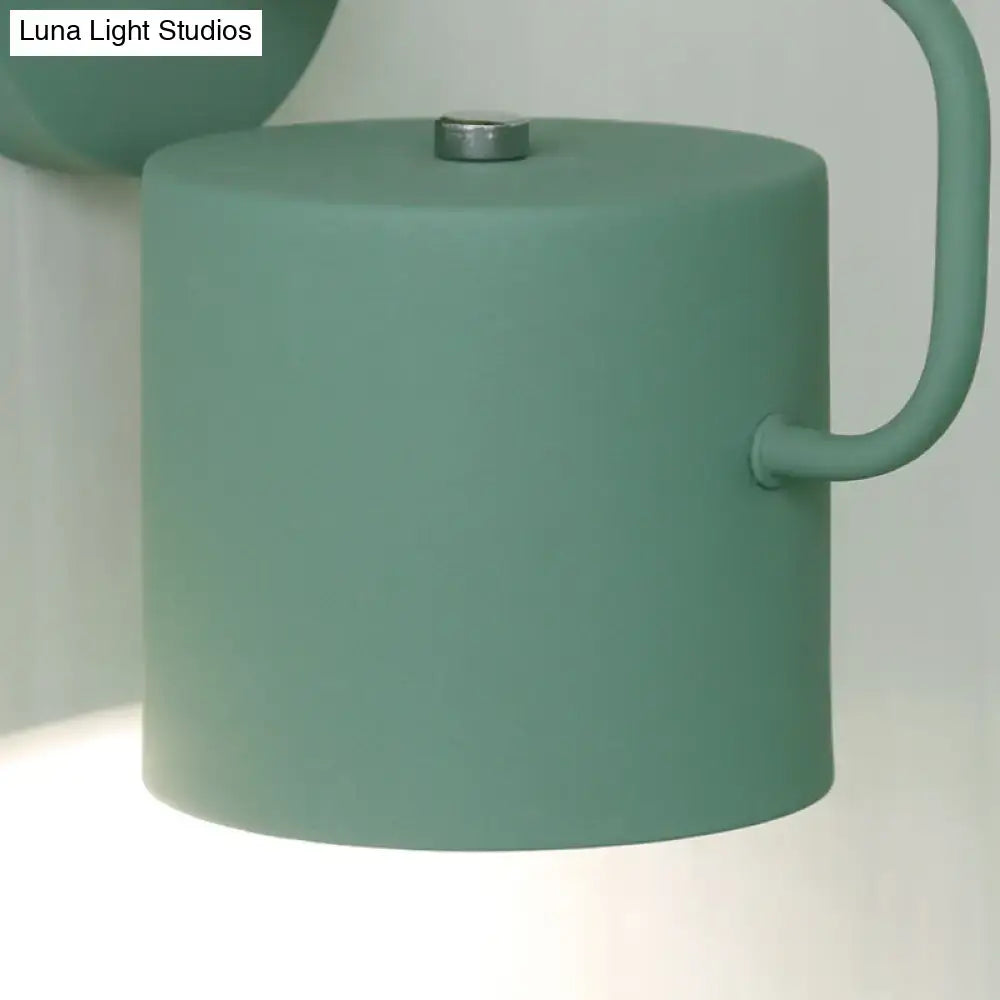 Contemporary gray metal wall light – bedroom cylindrical sconce