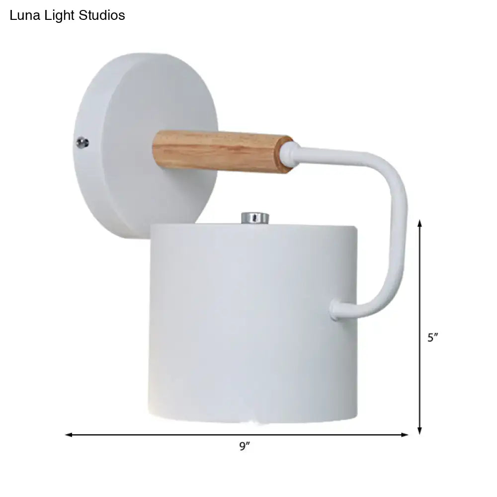 Contemporary gray metal wall light – bedroom cylindrical sconce