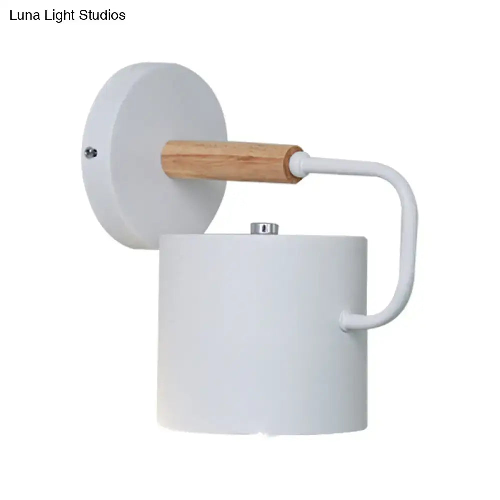 Contemporary gray metal wall light – bedroom cylindrical sconce