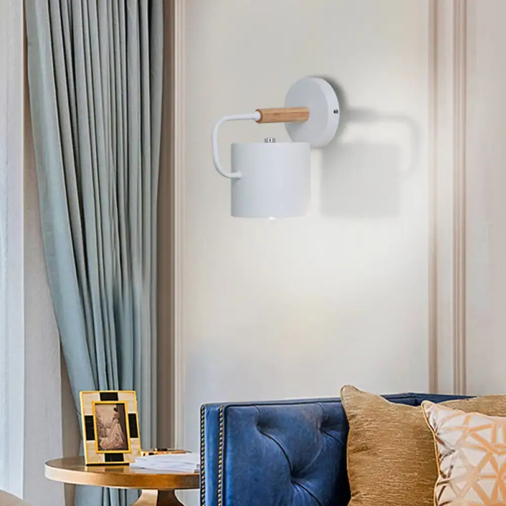 Contemporary gray metal wall light – bedroom cylindrical sconce