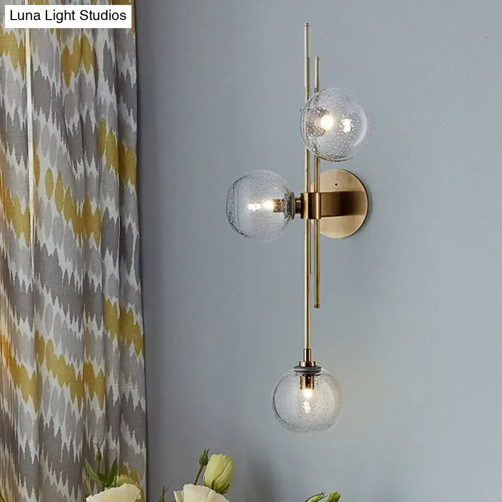 Contemporary green & clear glass globe living room wall sconce lamp