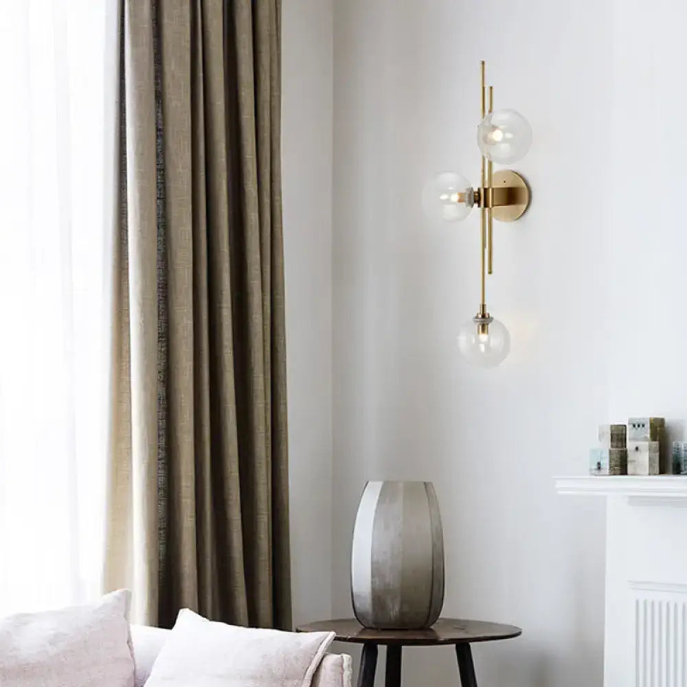 Contemporary green & clear glass globe living room wall sconce lamp