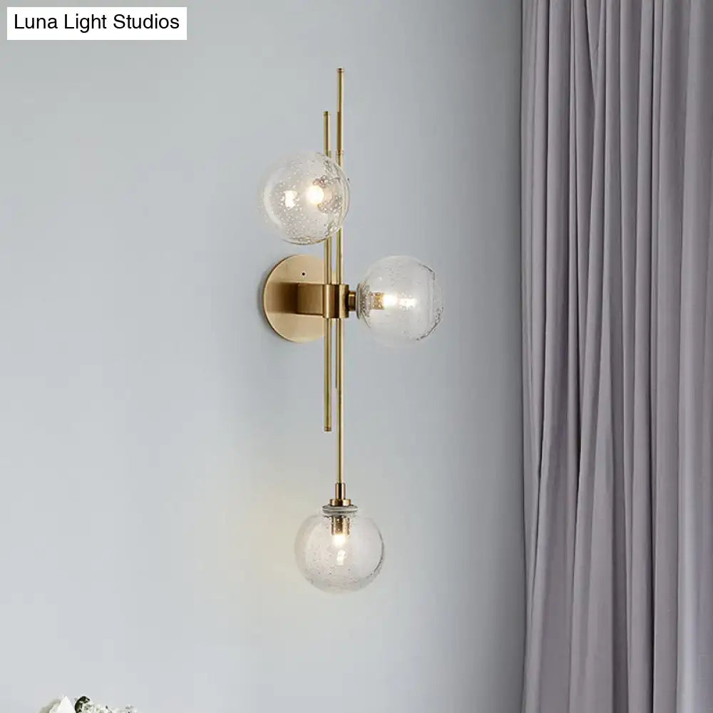 Contemporary green & clear glass globe living room wall sconce lamp