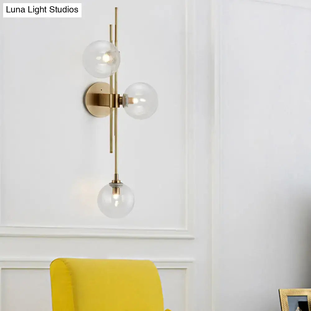Contemporary green & clear glass globe living room wall sconce lamp