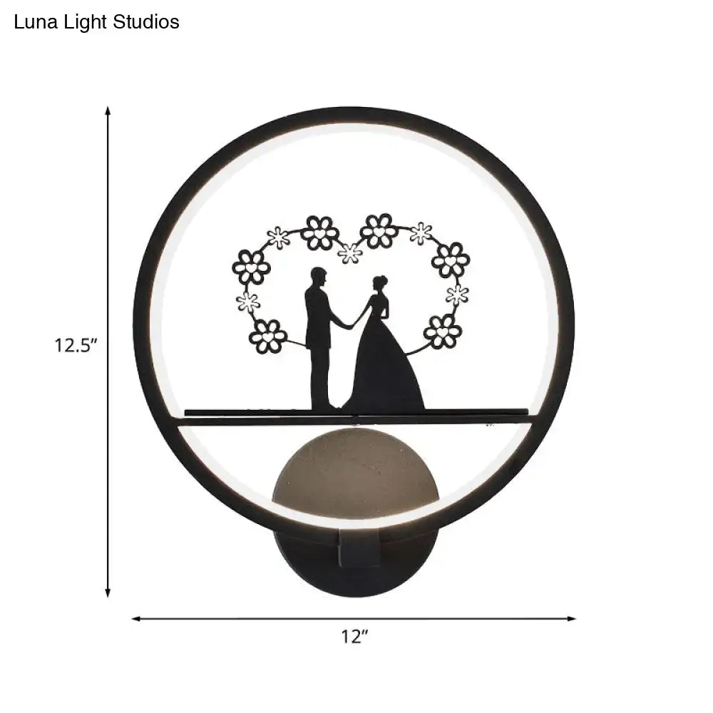 Contemporary lover black circular led wall sconce bedroom wired electric