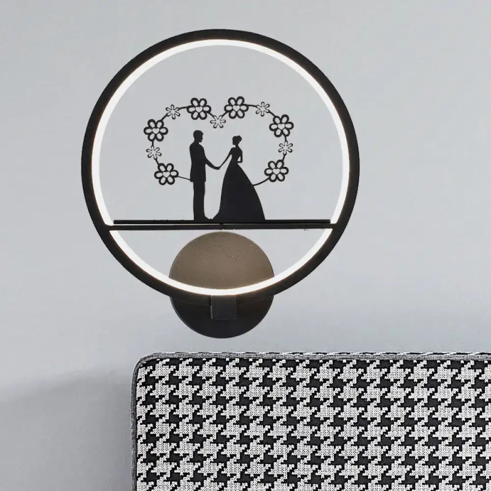 Contemporary lover black circular led wall sconce bedroom wired electric