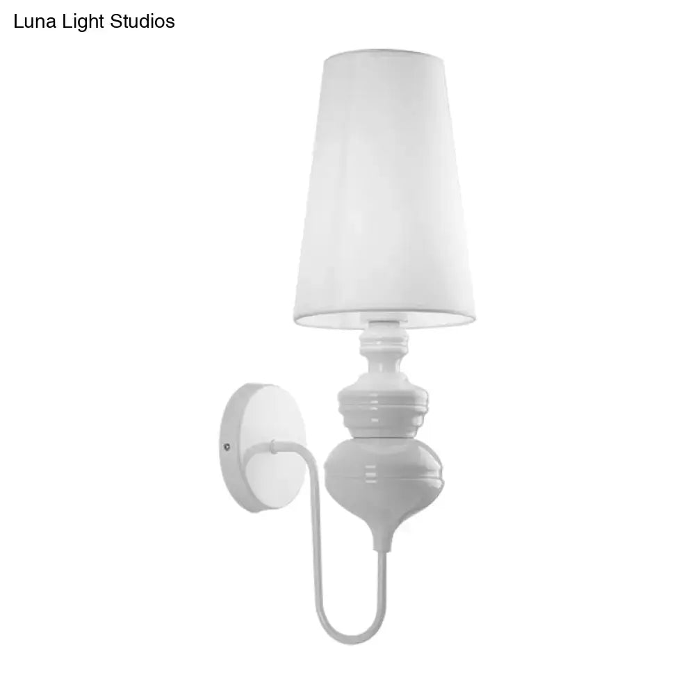 Contemporary matte black wall mount light bedroom fabric sconce