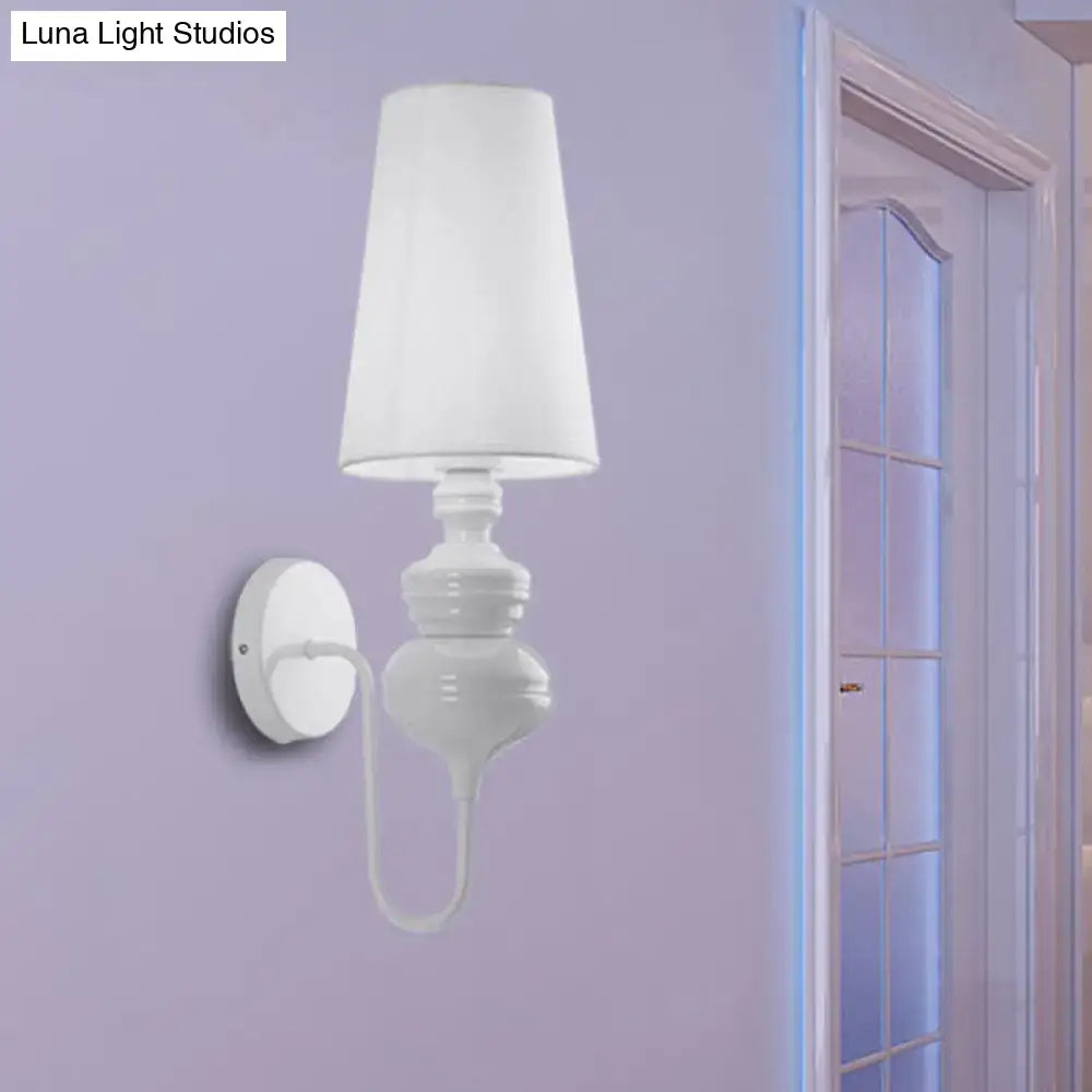 Contemporary matte black wall mount light bedroom fabric sconce