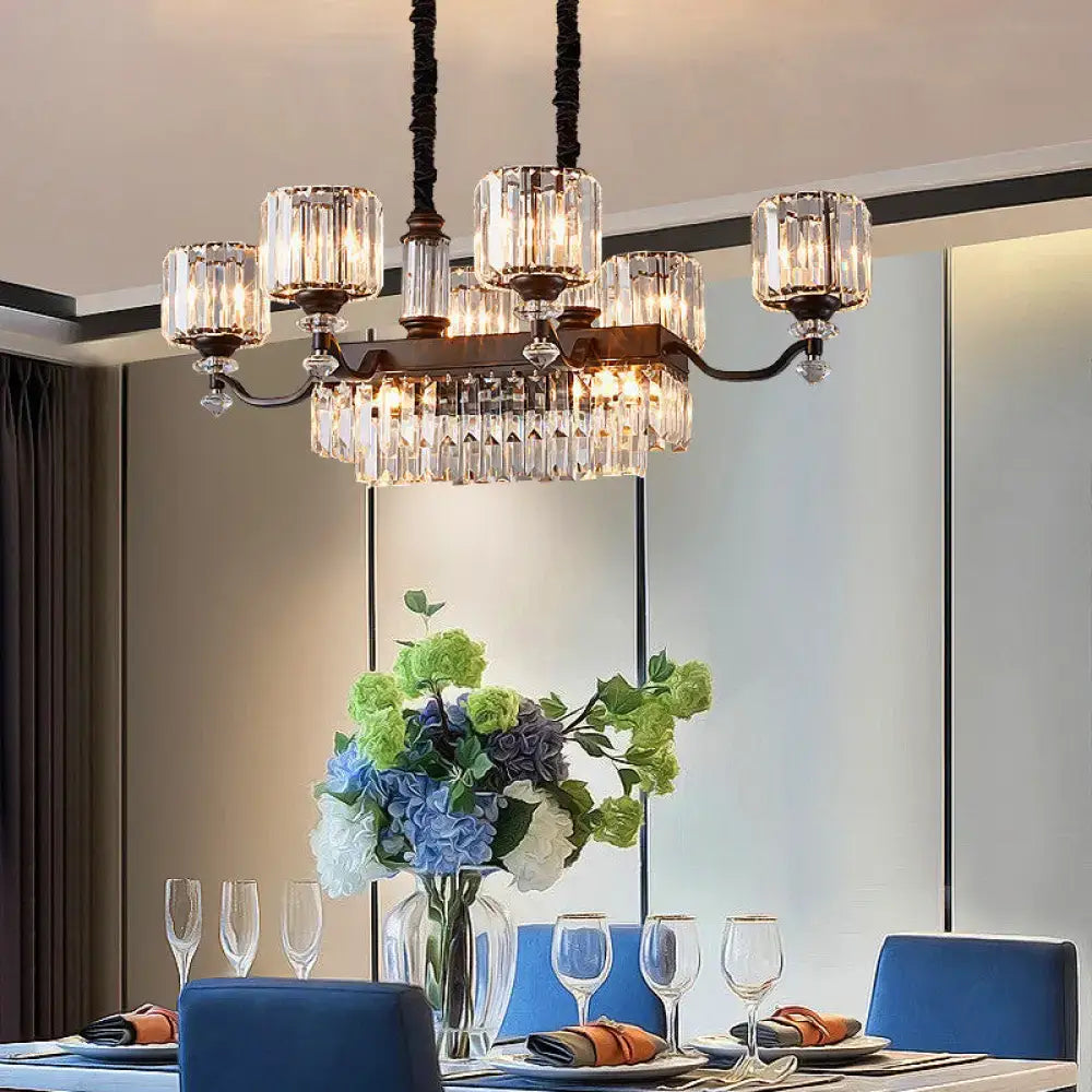Contemporary prismatic crystal hanging pendant restaurant light