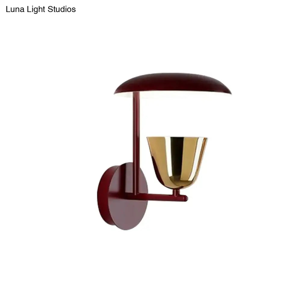 Contemporary red & gold wall sconce – bedroom light fixture