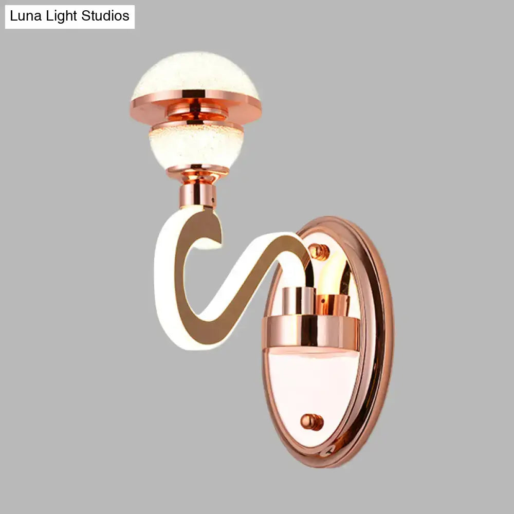 Contemporary rose gold metal urn wall lamp – bedroom lighting fixture