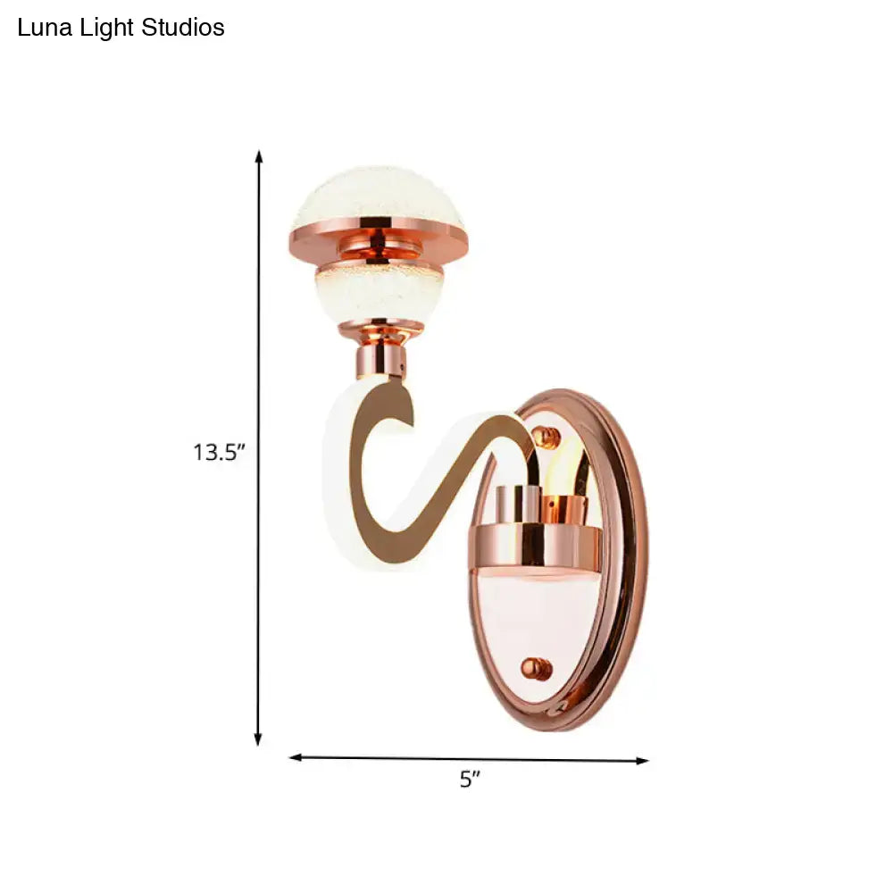 Contemporary rose gold metal urn wall lamp – bedroom lighting fixture