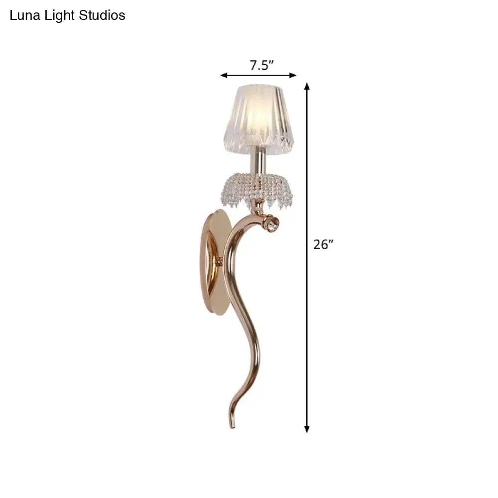 Contemporary rose gold ribbed glass shade sconce bedroom wall light