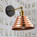 Contemporary rose gold ribbed wall sconce bedroom metal light