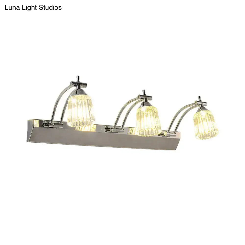 Contemporary silver 3 head crystal vanity light bathroom wall light