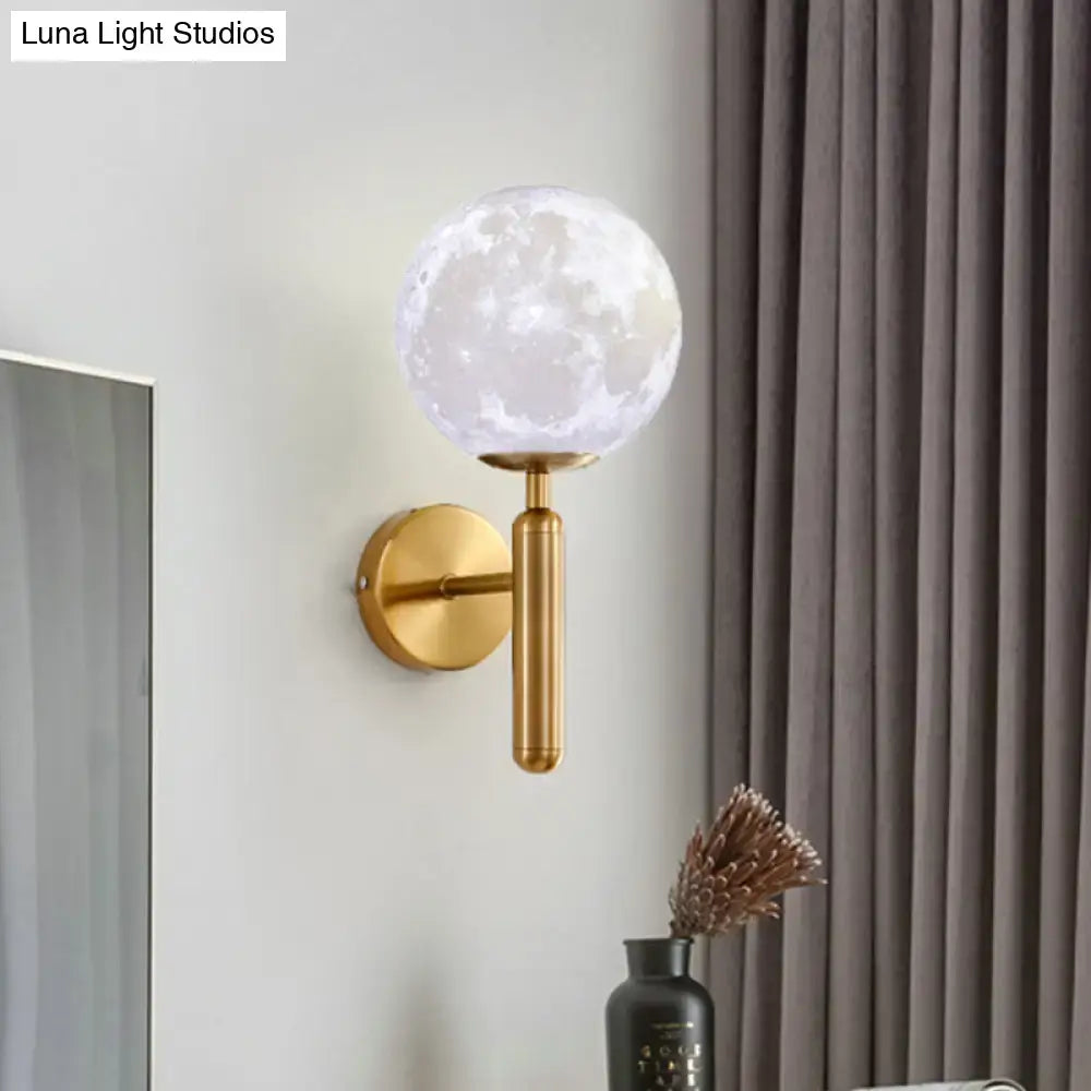 Contemporary white glass wall sconce gold moon light bedroom fixture