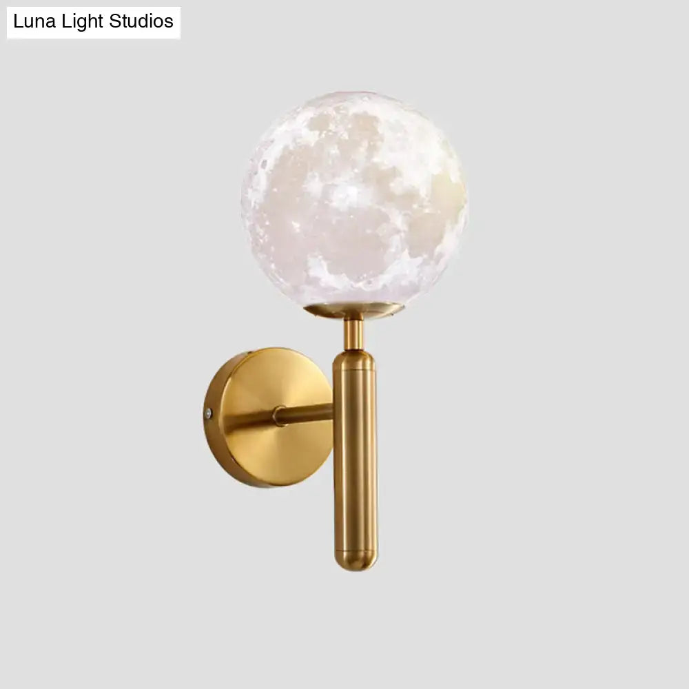 Contemporary white glass wall sconce gold moon light bedroom fixture