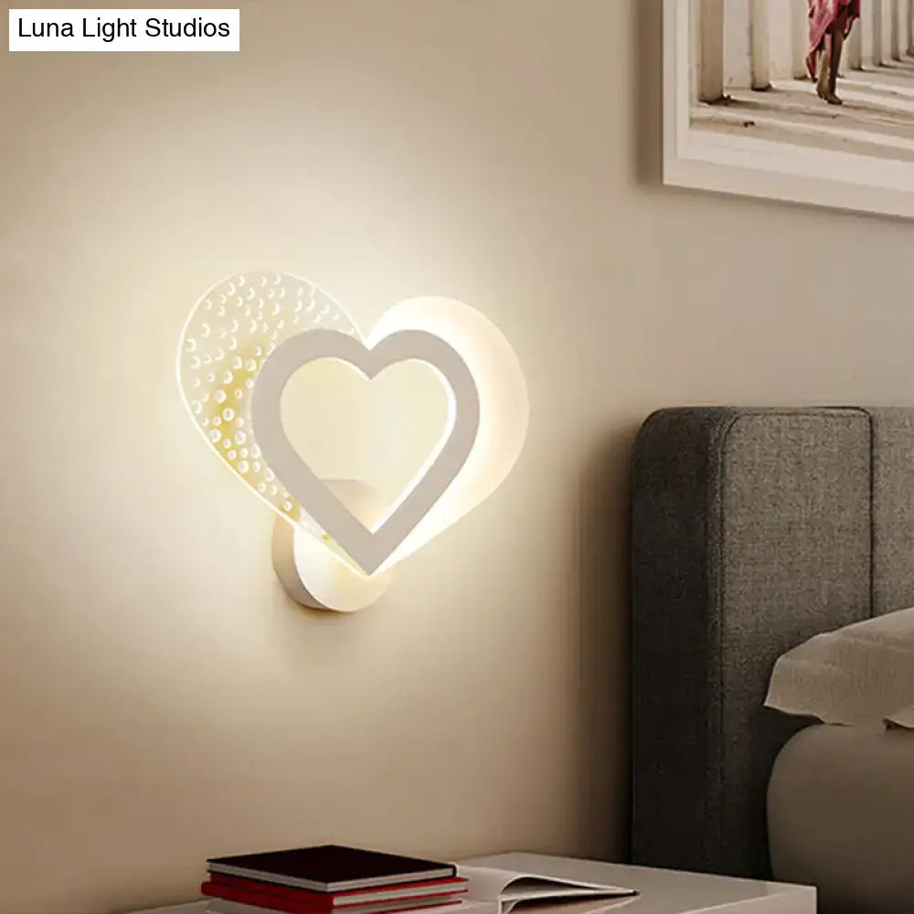 Contemporary white love heart wall mounted light bedroom led sconce