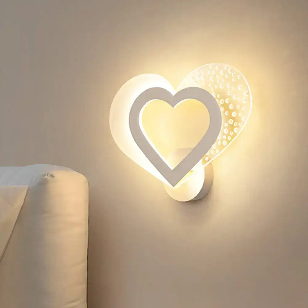 Contemporary white love heart wall mounted light bedroom led sconce