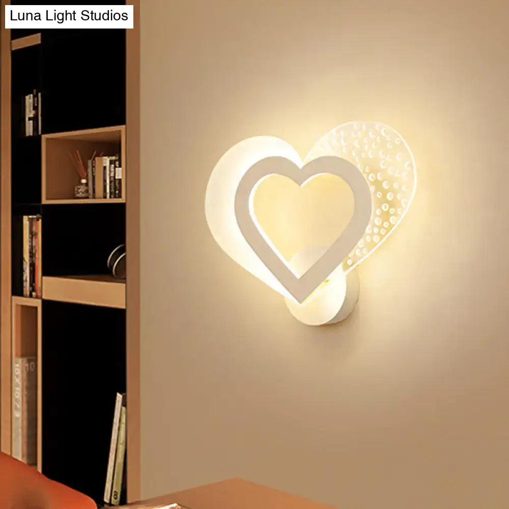 Contemporary white love heart wall mounted light bedroom led sconce