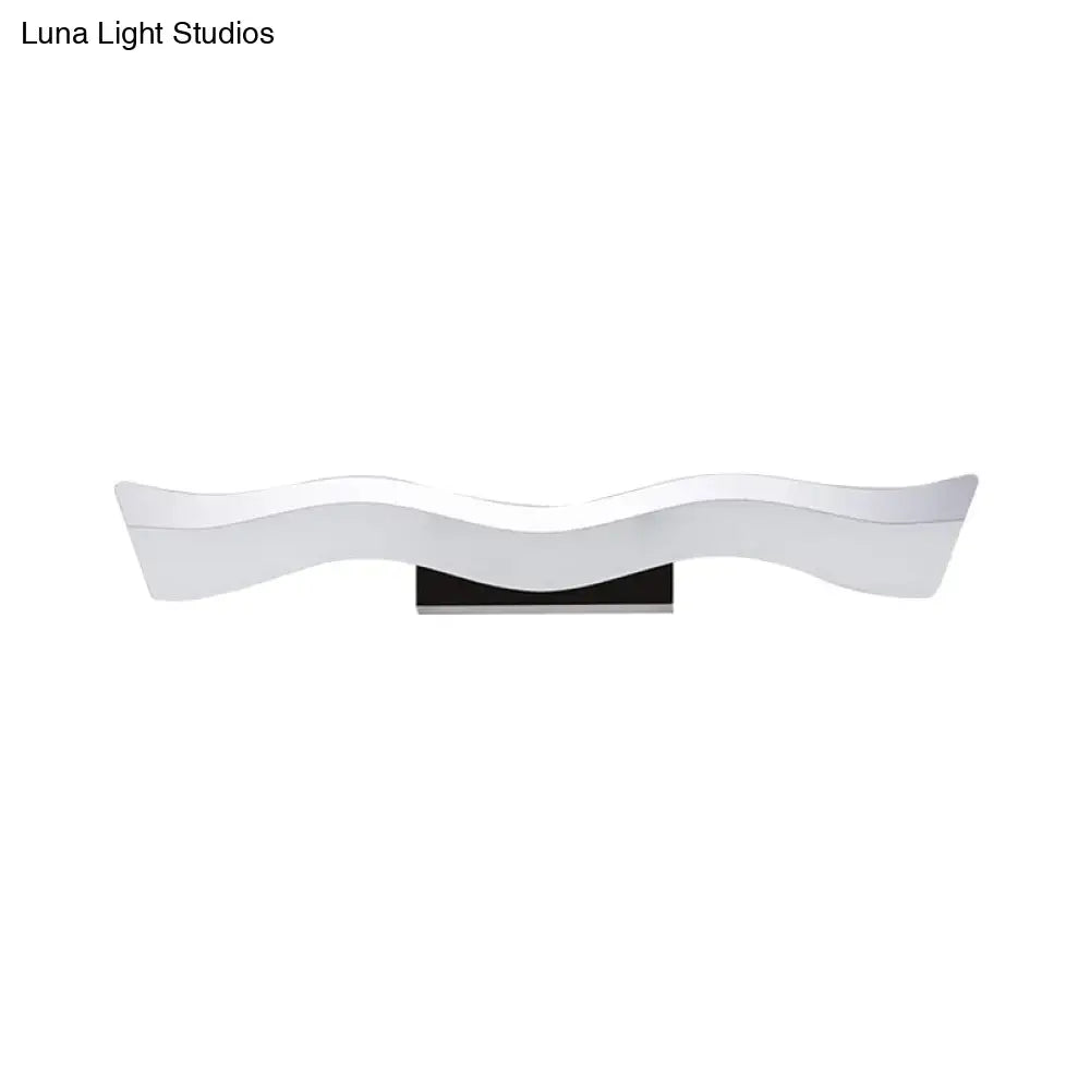Contemporary white wave led wall mounted light bathroom sconce