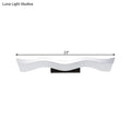 Contemporary white wave shaped 23 inch led wall mounted light with black base ideal for bathroom lighting