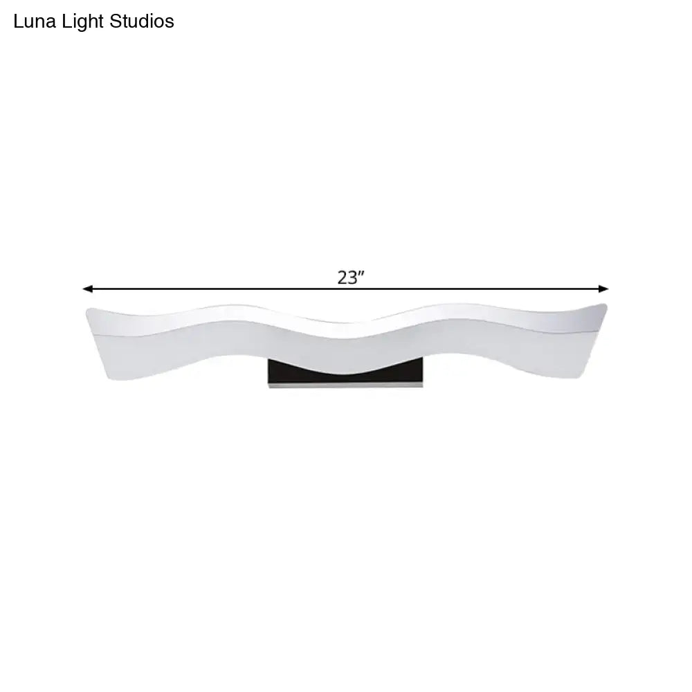 Contemporary white wave led wall mounted light bathroom sconce