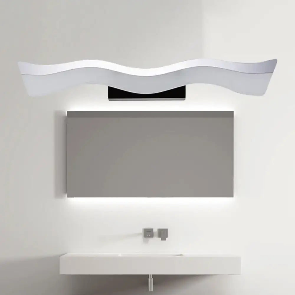 Contemporary white wave led wall mounted light bathroom sconce
