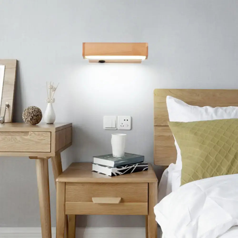 Contemporary wood led wall sconce with acrylic shade corridor light