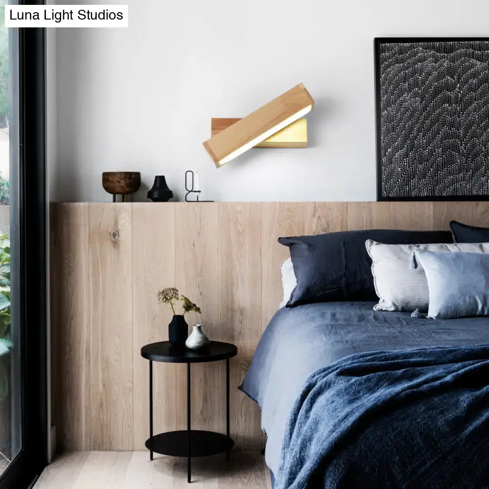Contemporary wood led wall sconce with acrylic shade corridor light