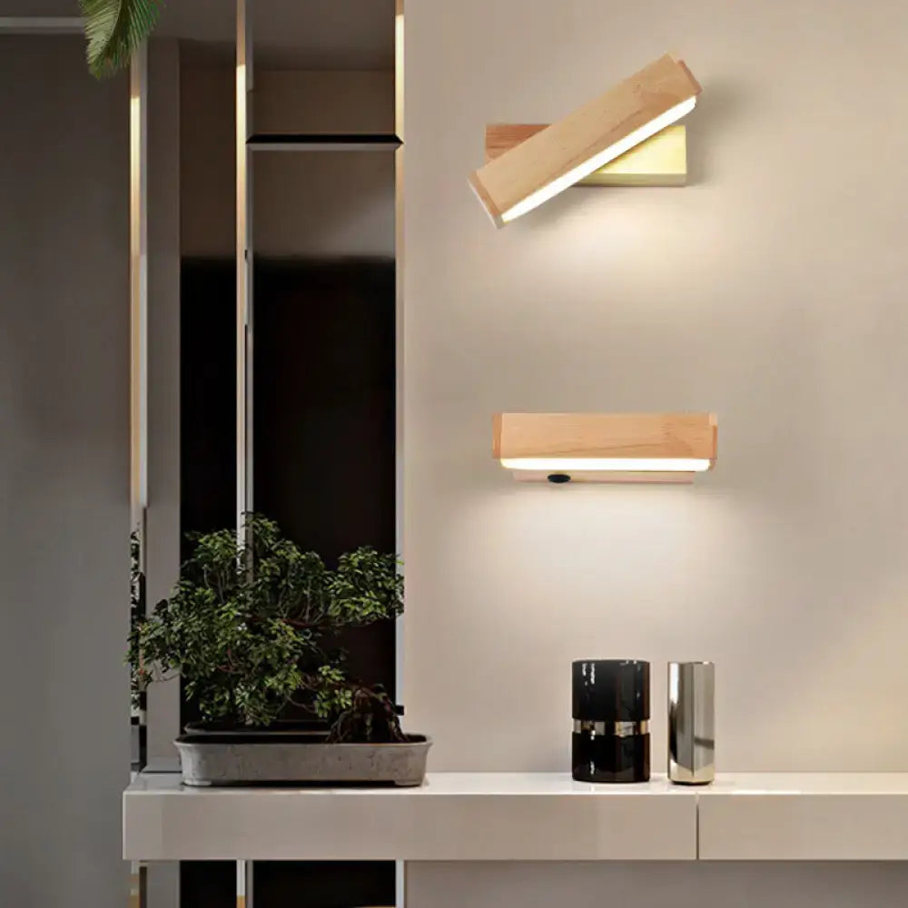 Contemporary wood led wall sconce with acrylic shade corridor light