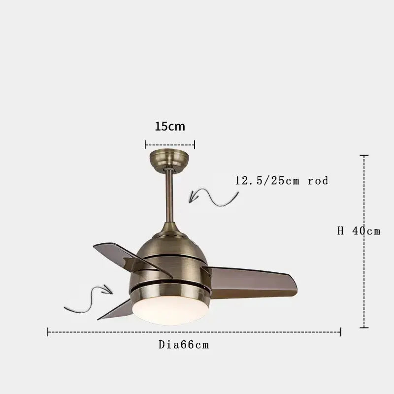 Copper bronze ceiling fan with wood blades for bedroom