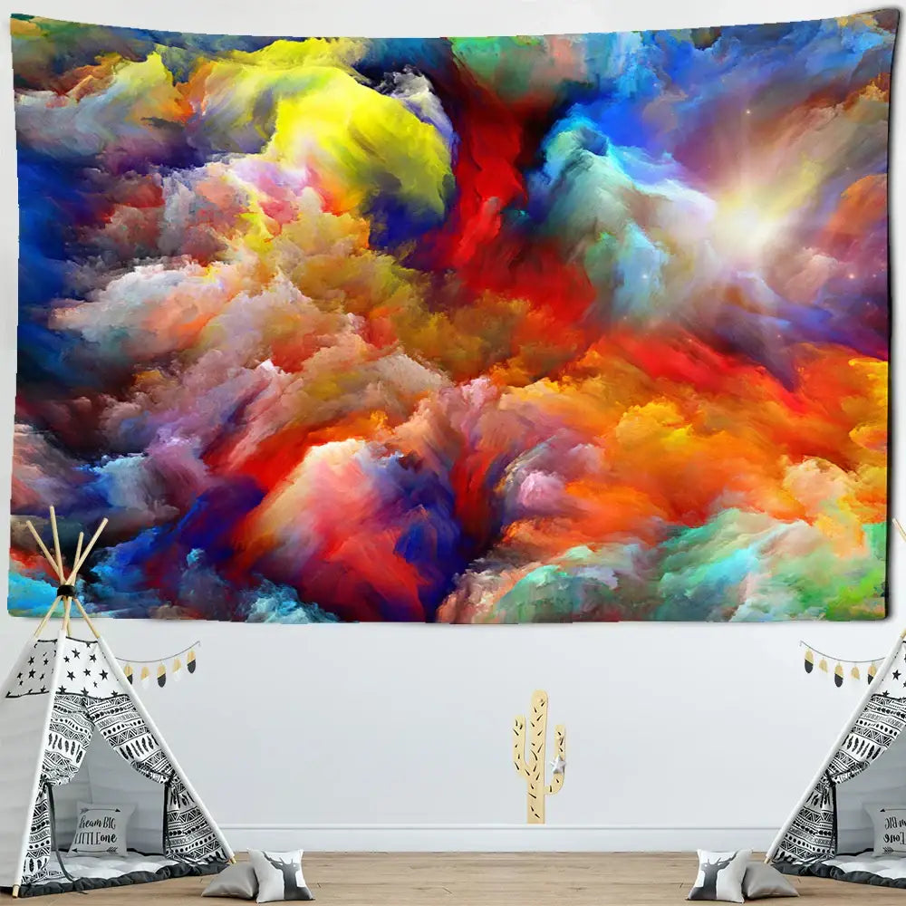 Cosmic colorful clouds tapestry – bedroom wall hanging decor