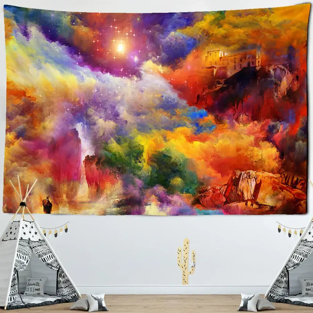 Cosmic colorful clouds tapestry – bedroom wall hanging decor