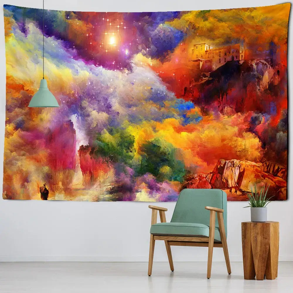 Cosmic colorful clouds tapestry – bedroom wall hanging decor
