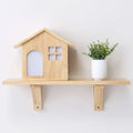 Cottage wood house wall sconce with shelf bedroom light