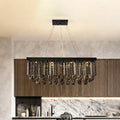 Country black and gold crystal island pendant light dining room