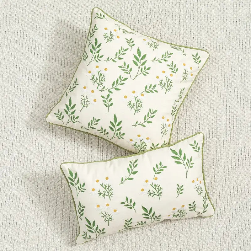 Country floral embroidered cushion cover living room dragonfly pillow