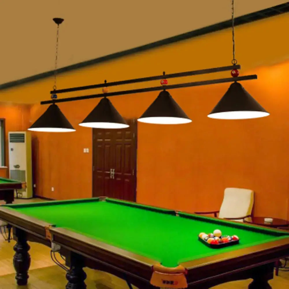 Country style dark green pool ball bar island lighting fixture