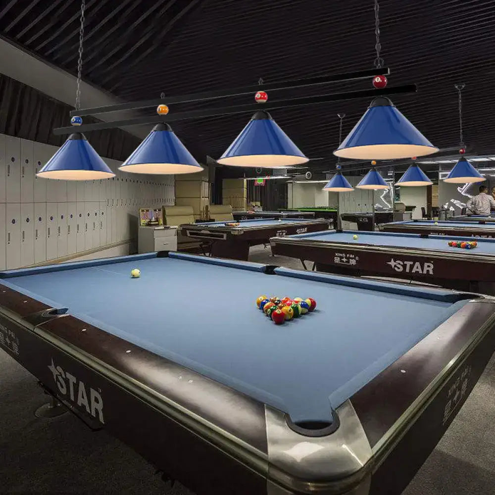 Country style dark green pool ball bar island lighting fixture